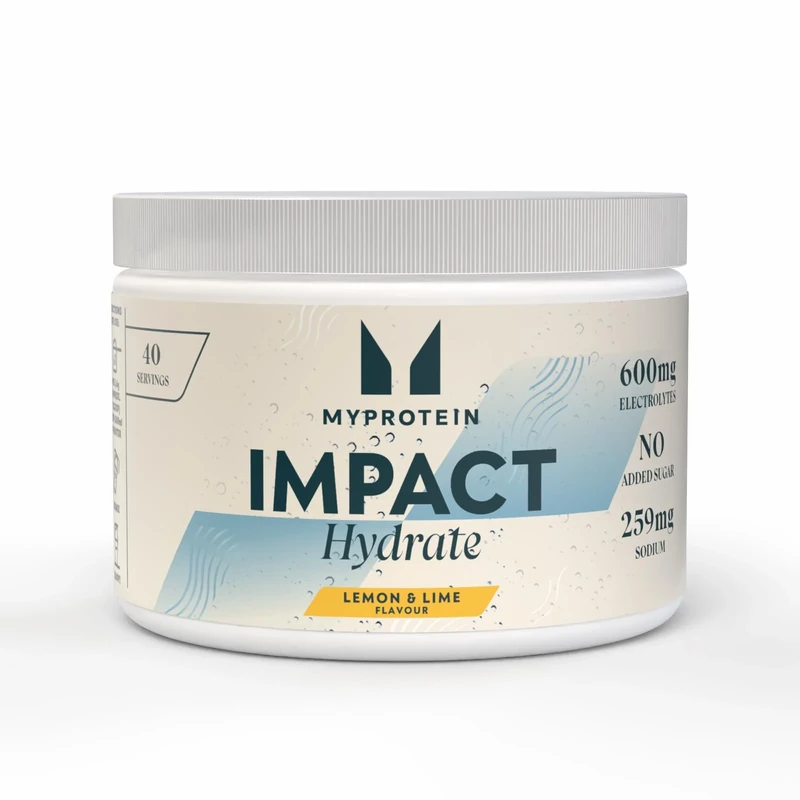 Myprotein Impact Hydrate Electrolyte Powder | Lemon & Lime - Zero Sugar Hydration Drink Mix with Sodium Potassium Magnesium | Supports Muscle Function & Electrolyte Balance | 40 Servings Per Tub