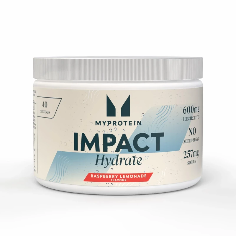 Myprotein Impact Hydrate Electrolyte Powder | Raspberry Lemonade - Zero Sugar Hydration Drink Mix with Sodium Potassium Magnesium | Supports Muscle Function & Electrolyte Balance | 40 Servings Per Tub