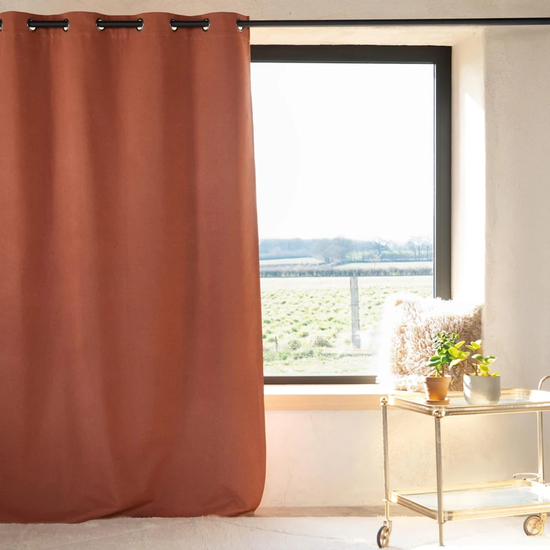 Phonic Thermal Blackout Curtain - 135 x 260 cm - Terracotta - 8 Round Eyelets with Reinforcement Strip - Ready to Hang