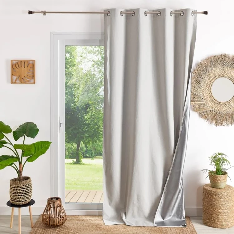 Home Maison Thermal Blackout Winter Summer Curtain 140 x 260 cm Ecru with Rifle Barrel Eyelets Removable Lining - Image 1