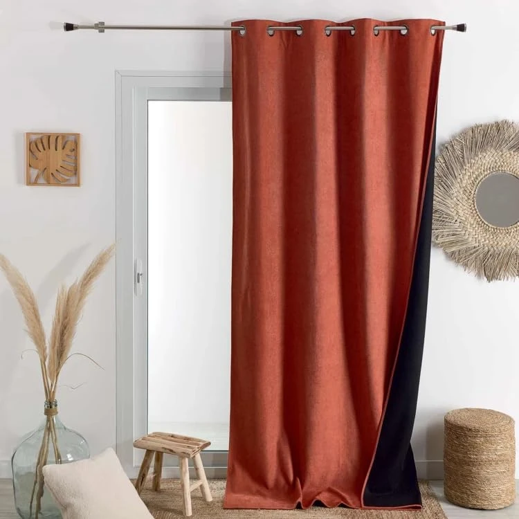 Home Maison Phonic Semi-Blackout Thermal Curtain 140 x 300 cm Terracotta 8 Eyelets Ready to Hang - Image 1