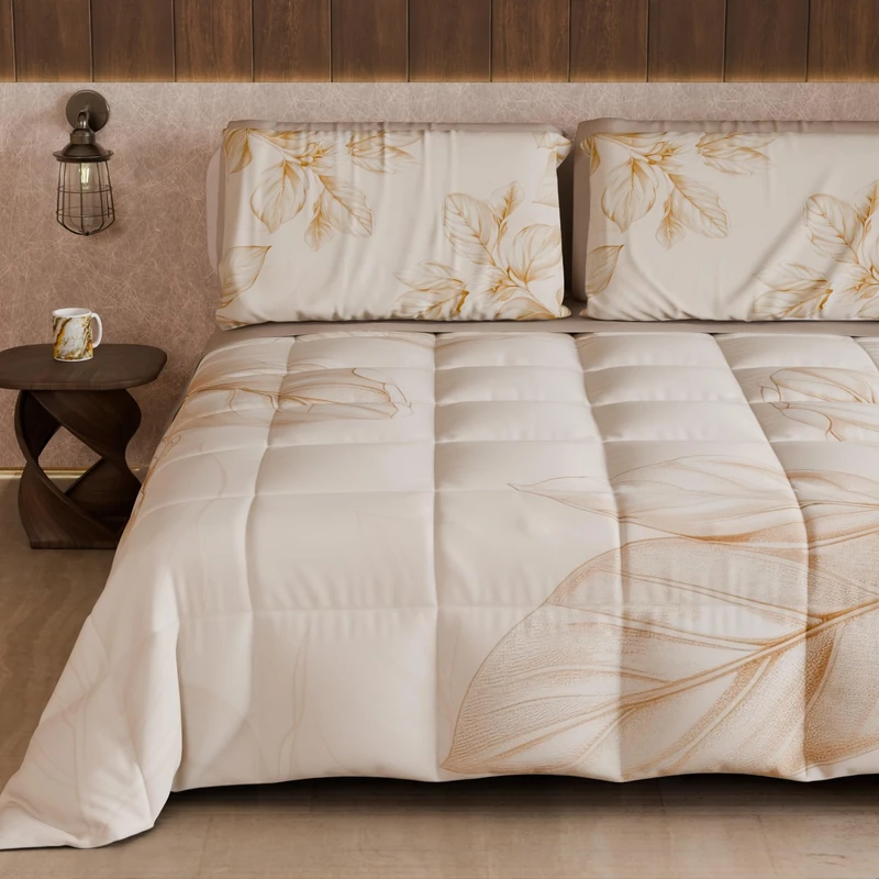 PETTI Artigiani Italiani - Winter Quilt, Winter Duvet, Double Sided Quilt, Solid Colour and Digital Floral Print 25 150, 100% Microfibre, Made in Italy