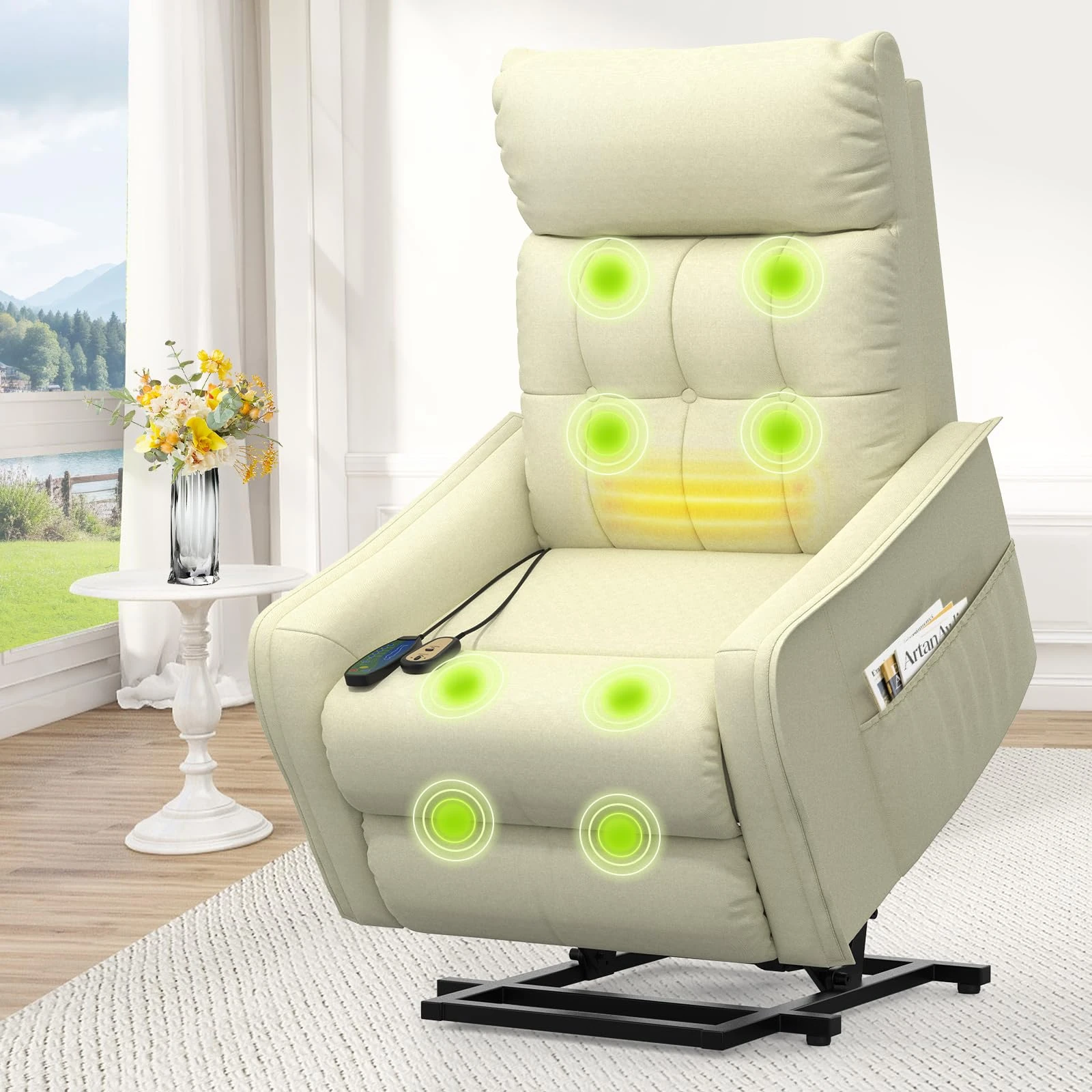 Srfzluxy Recliner Chair Lift Chair For the Elderly, Electric Rise and Recliner Armchair with Massage & Heat, Extended Footrest, Lazy Boy Reclining Chair with 2 Remote Controls Living Room Lounge Chair