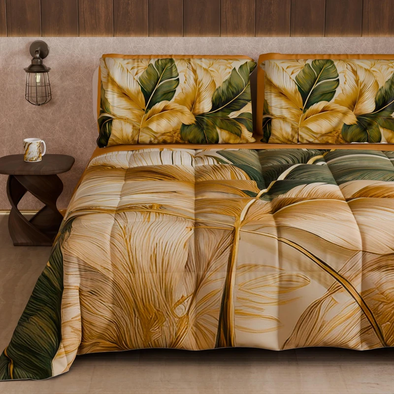 PETTI Artigiani Italiani - Winter Quilt, Winter Duvet, Double Sided Quilt, Solid Colour and Digital Floral Print 04 302, 100% Microfibre, Made in Italy - Image 1