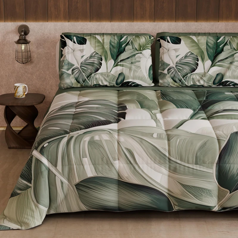 PETTI Artigiani Italiani - Winter Quilt, Winter Duvet, Double Sided Single Quilt Solid Colour and Digital Floral Print 25 4, 100% Microfibre, Made in Italy - Image 1