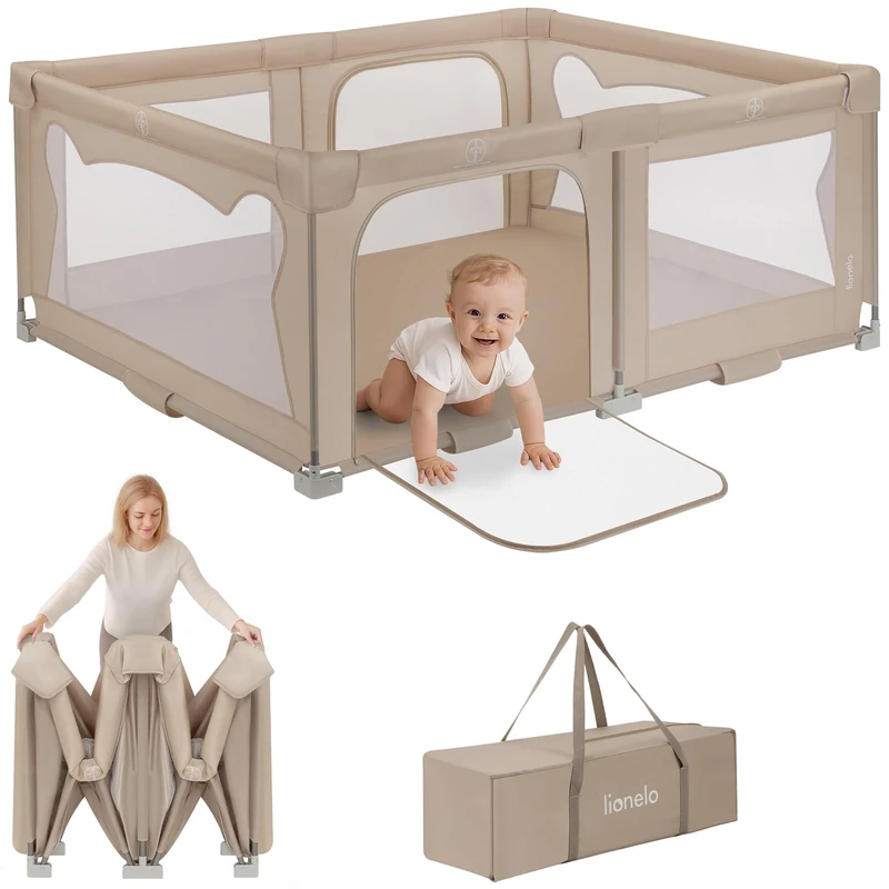 Lionelo Florence Easy Fold Baby Playpen XL 150x180 cm - Beige