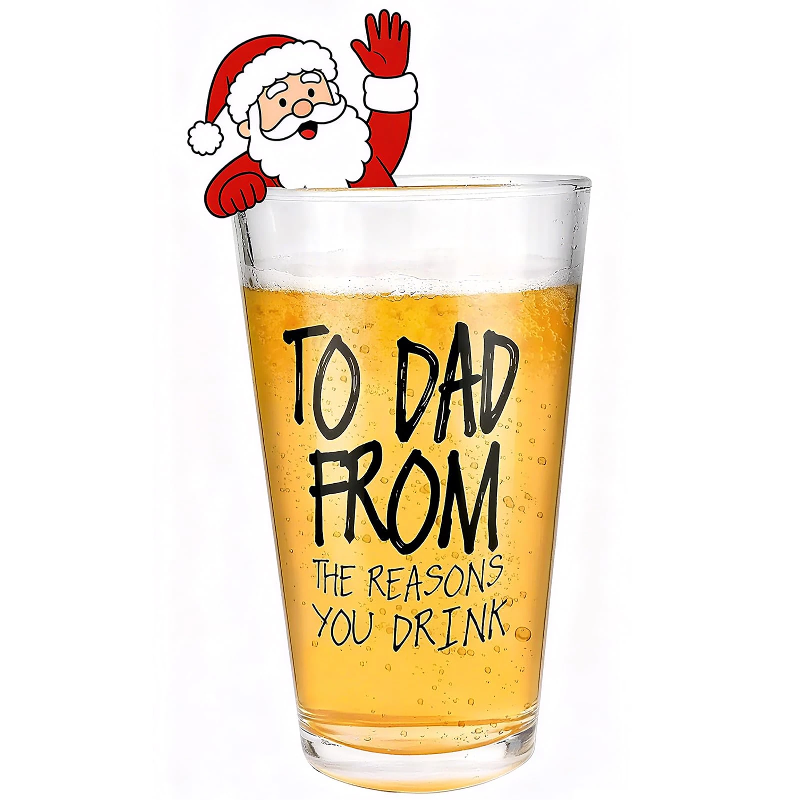 Gifts for Dad,16 OZ/480ml Funny Beer Glass Stocking Stuffers for Men, Fathers Day Dad Gifts from Daughter Son Wife, Christmas Birthday Anniversary Retirement Valentines Day Presents for Him Husband