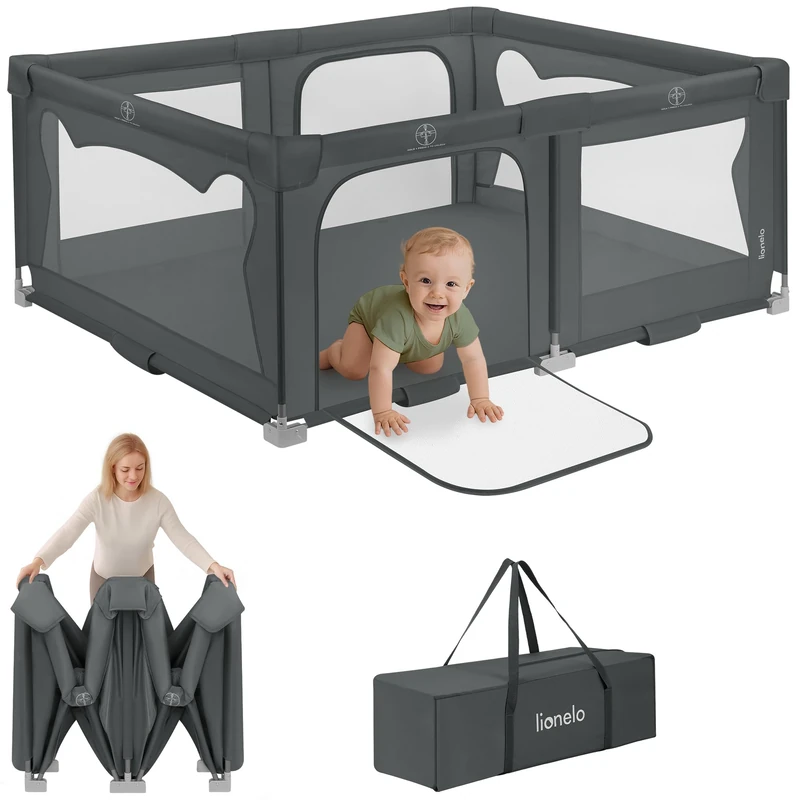 Lionelo Florence Easy Fold Baby Playpen XL 150x180 cm - Grey