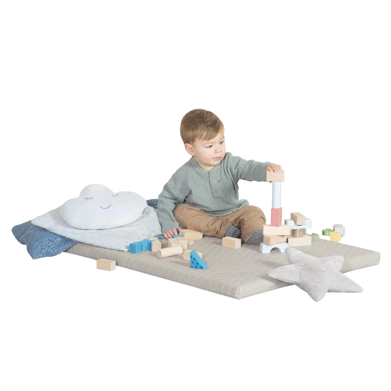 roba Luxe Play Mat - 78 x 100 cm - Accessory for roba Climbing Triangle & Indoor Climbing Tower - Comfortable/Easy-to-Clean Crawling Mat - Beige/Light Grey