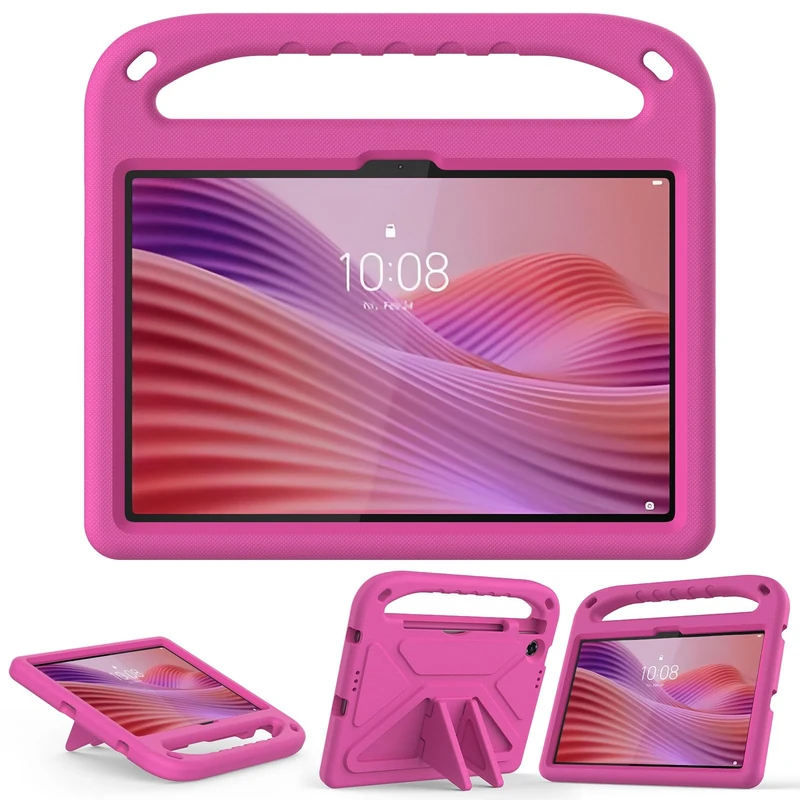 XunyLyee Kids Case for Lenovo Tab 10.1 Inch 2025 (TB311XU / TB311FU) Tablet Cover, EVA Shockproof Handle Stand Children's Protective Case - Rose