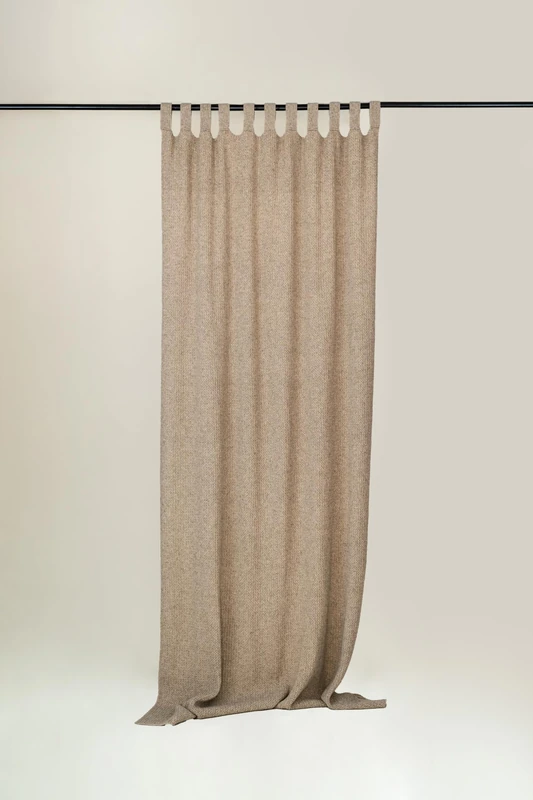 Curtains Linde by Wool4life & Amazon, 100% Wool Guirra de Valencia, Limited Edition, Madrid Design Festival, Castilian Curtains, Translucent, Rustic, 1 Piece 270 x 140 cm, Natural Beige - Image 1