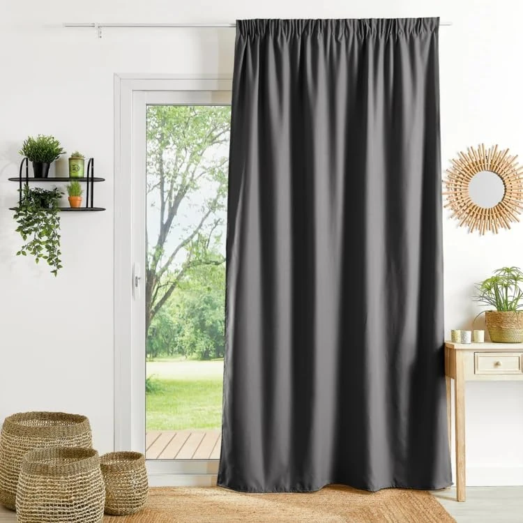 Fire Retardant FR Half-Woven Curtain – Anthracite Grey – 140 x 260 cm – Ruffle Tape – Ready to Hang – Non-Fire Treated Fabric - Image 1