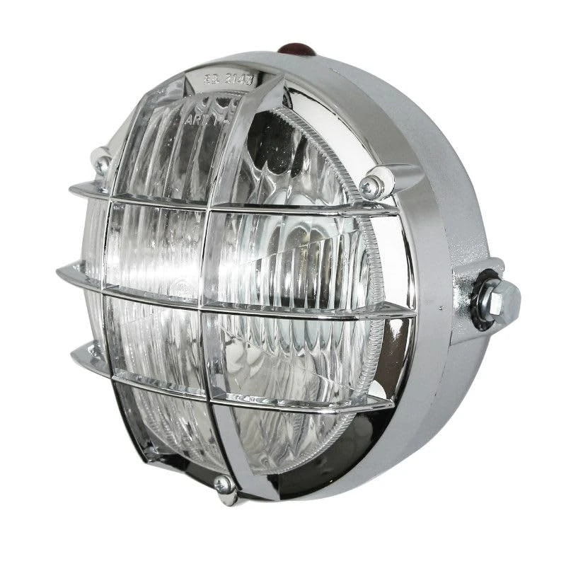 cyclingcolors Scooter Motorcycle Moped Front Light with Chrome Grille 105mm 2 x P26s Bulb Housing - Image 1