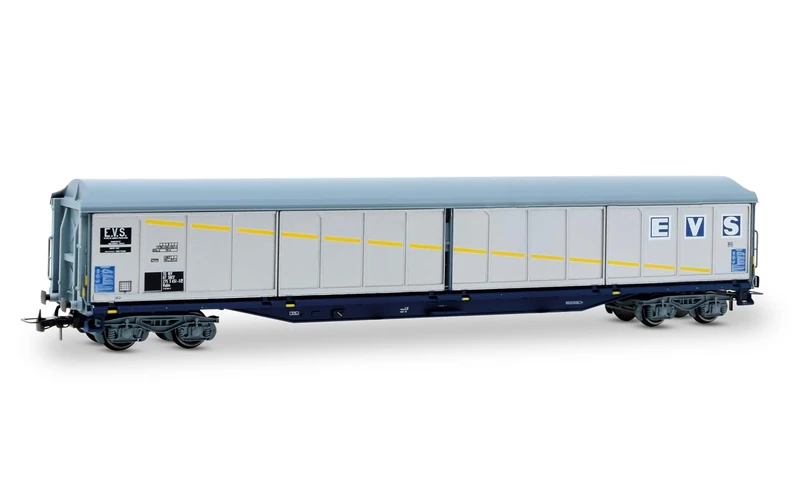 Jouef HJ6300 SNCF, 4-axle sliding-walls wagon type Habis "EVS", silver livery, ep. IV