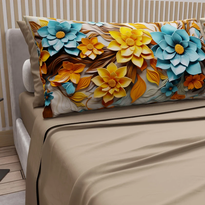PETTI Artigiani Italiani - Cotton Sheets with Pillowcases in Digital Print, French Quarter, Complete Top and Bottom Sheet with Corners, Floral 05 16 Taupe, 100% Made in Italy - Image 1