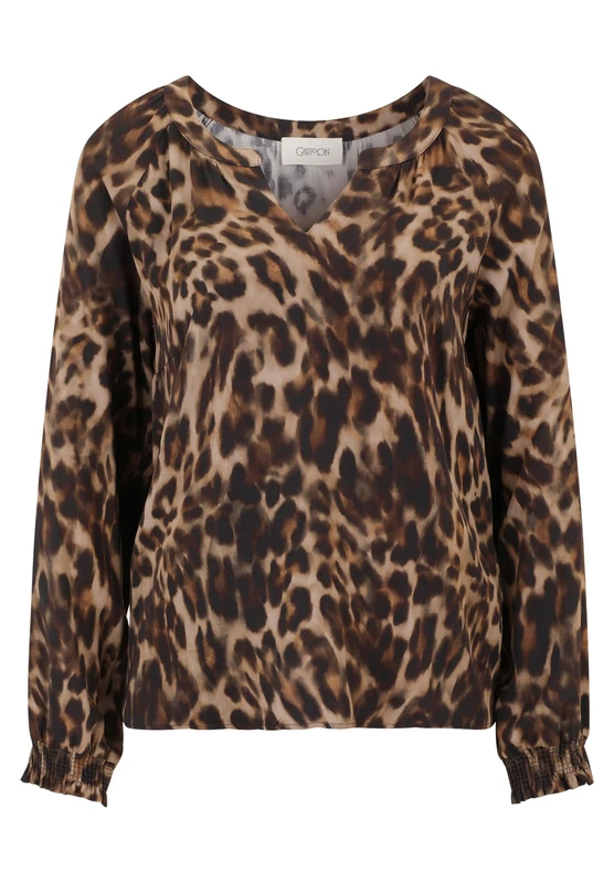 Cartoon Blouse Short 1/1 Sleeve, Brown, 18