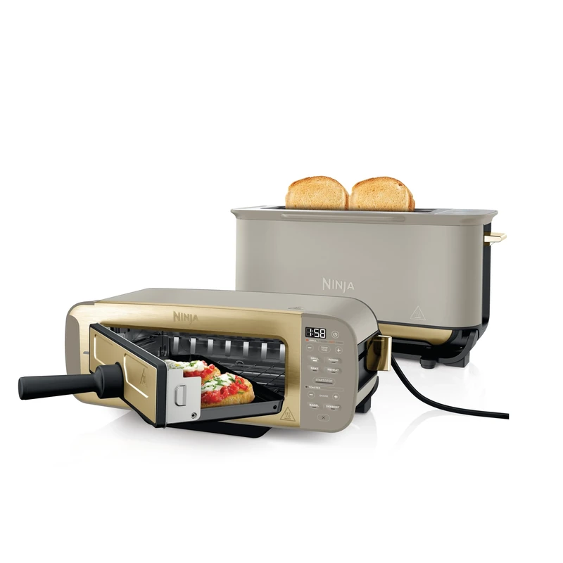 Ninja Foodi 3-in-1 Toaster, Grill and Panini Press with Flip Design, 7 Cooking Functions, 7 Toast Shades, Includes Panini Press, Bake Tray and Crumb Tray, Stone Gold ST202UKSTGD - Image 1