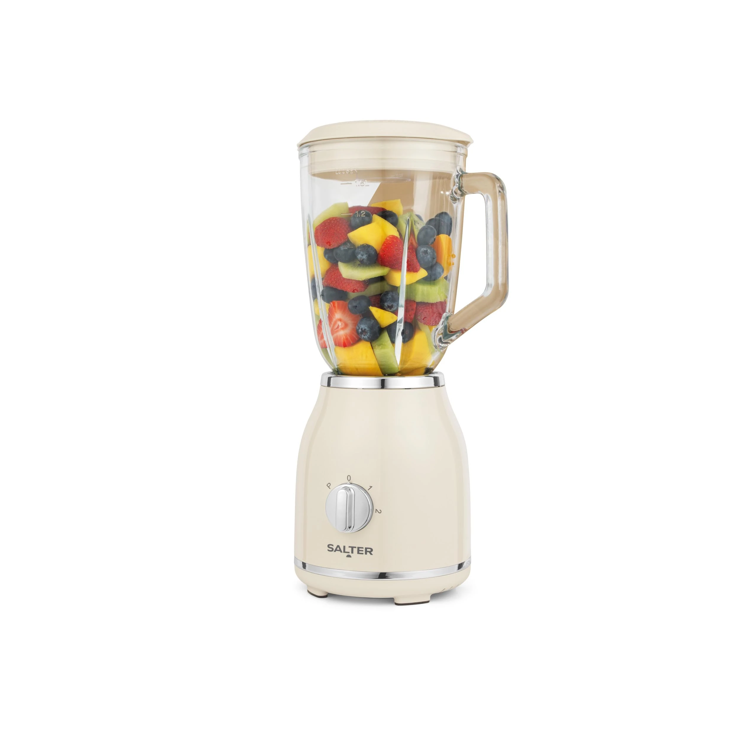 Salter Retro Cream Jug Blender - BPA-Free Detachable 1.5 Litre Glass Jug, 2 Speeds & Pulse Function, Stainless Steel Cross Blades, Smoothies & Protein Shakes, Non-Slip Base, 1000 W
