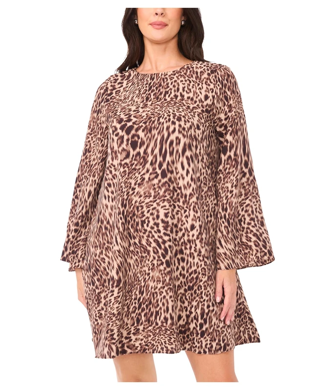 Vince Camuto Women's Bell Sleeve Mini A-line Dress, Rich Taupe, XS