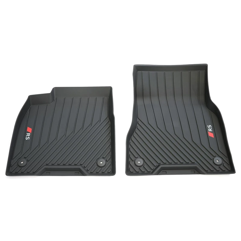 Audi RS Rubber Rugs, Thermoplastic Elastomer TPE, Front, Black, Compatible with Q6 e-tron from 2024, Q6 e-tron Sportback from 2025
