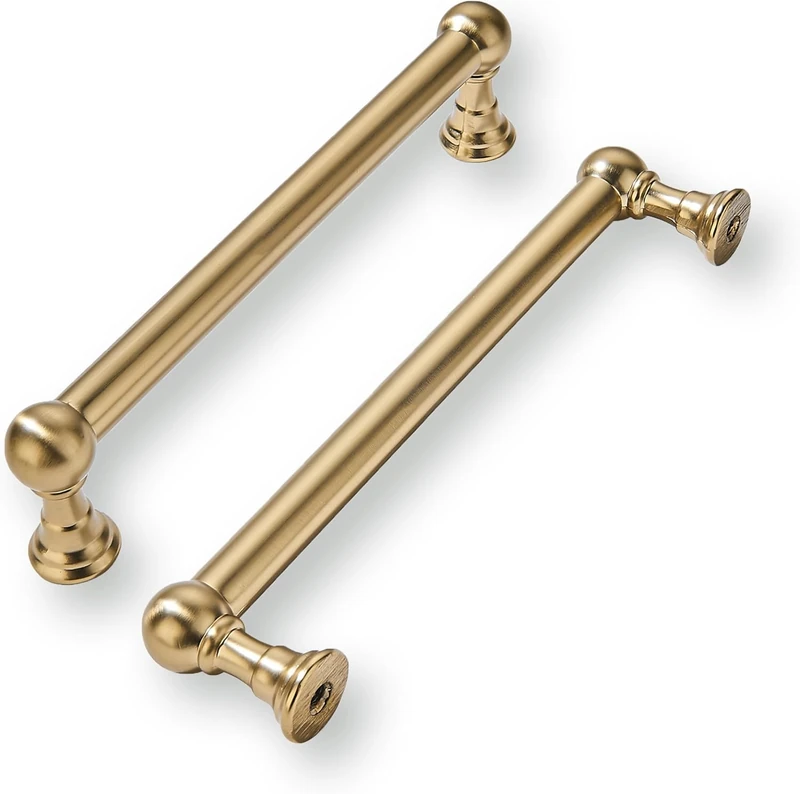 khtumeware 20-Pack 5 Inch(128mm) Hole Center Champagne Bronze Cabinet Handles Warm Brass Cabinet Pulls Gold Kitchen Hardware for Cupboard Drawer Pulls Dresser Handle.
