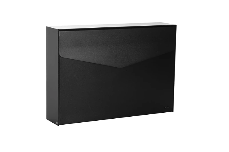 MEFA Letter 110 (Colour Jet Black - RAL 9005, Postbox with Security Lock, Design Letterbox, Size 86 x 354 x 249 mm) 110110M