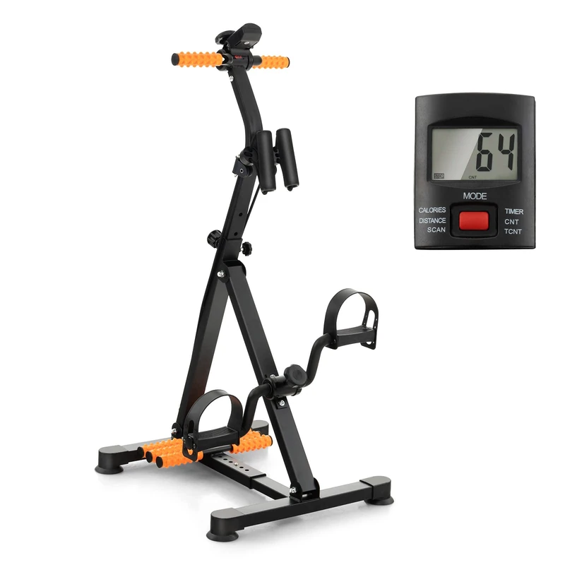 FANTASK Exercise Bike Pedal Trainer for Seniors, Hand Arm Leg Knee Fitness Device with LCD Display, Height and Length Adjustable