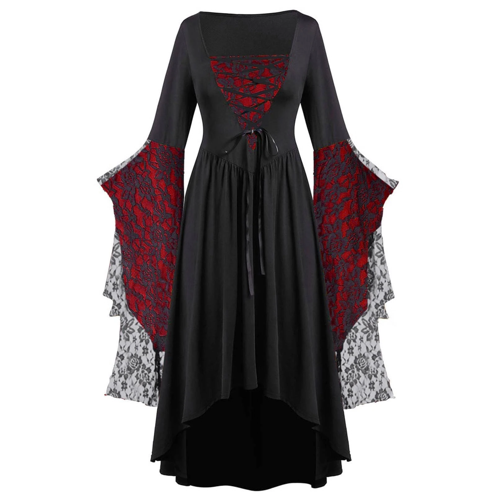 Generisch 2026 Gothic Clothing for Women, Halloween, Lace, Punk Dress, Plus Size, Retro Dress, Medieval Costume, Monokuma Cosplay, Female Costumes (XXXL)