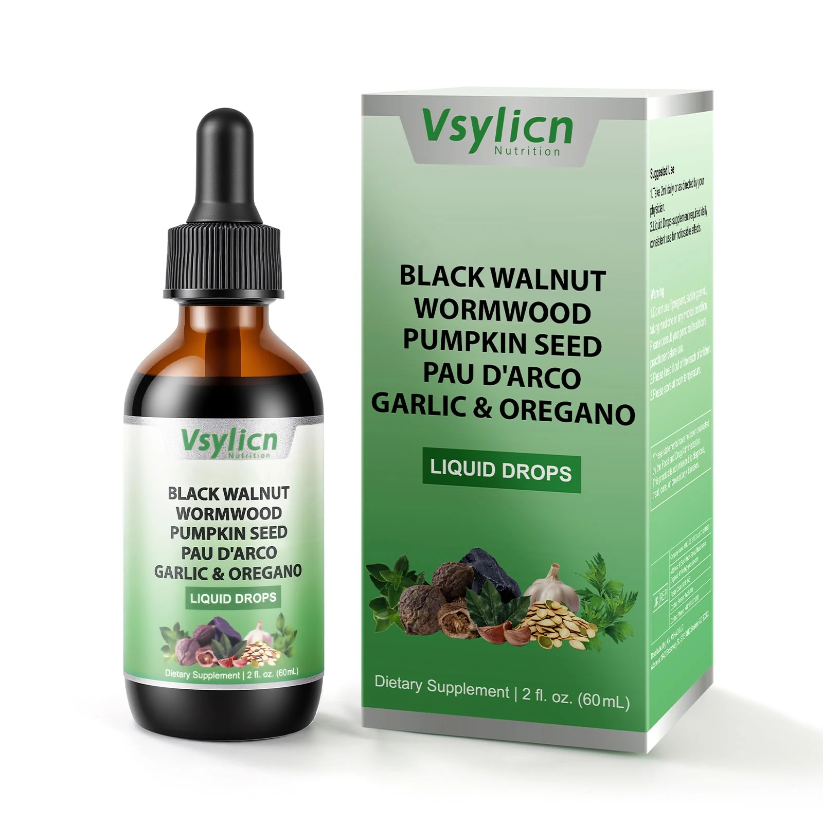 Wormwood Black Walnut Cleanse for Humans Drops Liquid, Rapid Gut Cleanse & Digestive Health with Oregano Garlic & Berberine, Herbal Supplement for Gut Detox Cleanse and Digestive Well-Being