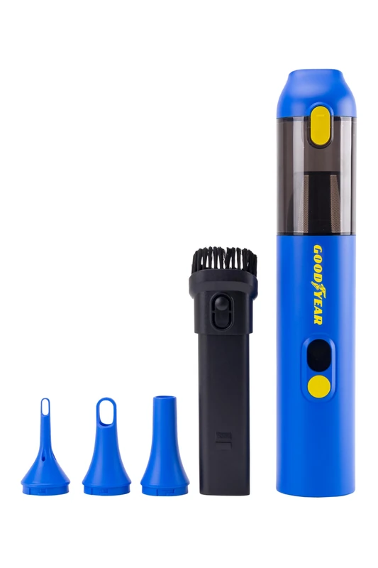 Goodyear Ascendra Portable 4-in-1 Cordless Vacuum Cleaner for Car, Home and Office. 95W Motor with 13,500Pa Suction, 2000mAh Battery, USB-C Charging. Blowing, Sucking, Inflating and Pumping Function