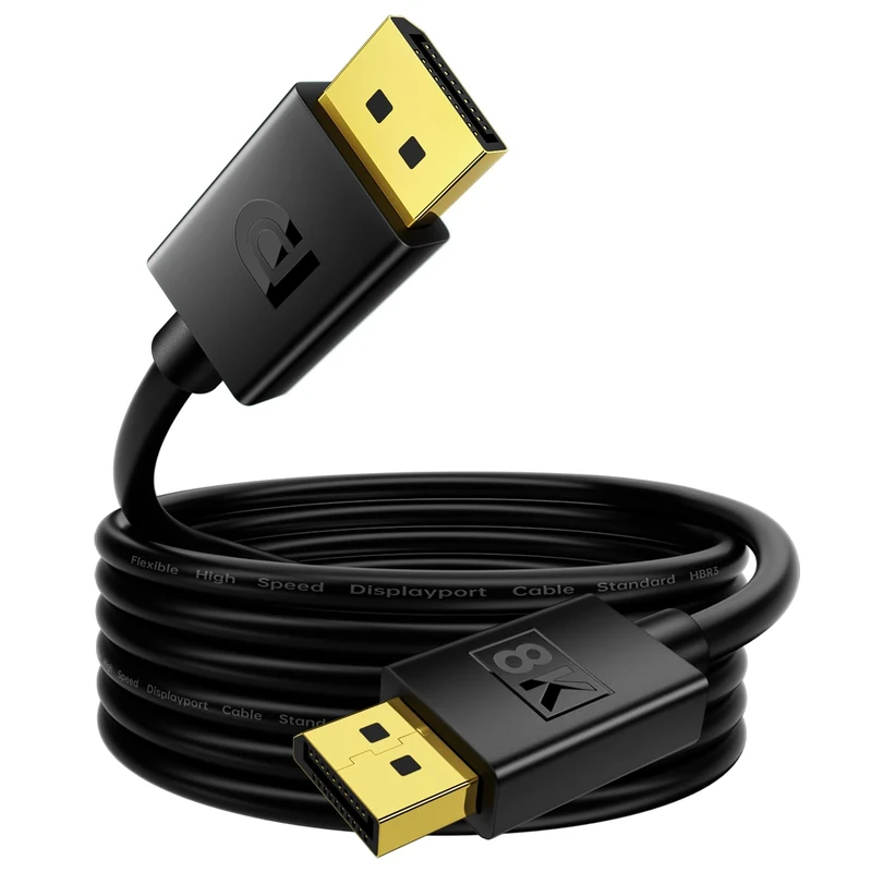 XAOSUN 8K DisplayPort Cable -3M, 32.4Gbps Display Port 1.4 Cable, DP to DP1.4 Cable Support 8K@60Hz, 4K@240Hz/144Hz/120Hz, HDR,HDCP 2.2,FreeSync,G-Sync Compatible with Laptop PC TV Gaming Monitor