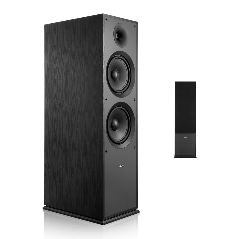 VEVOR Passive Floorstanding Speaker, 2-Way, Floor-Standing Tower Speaker with 1-Inch Tweeter, Dual 8-Inch Woofers, 600W Peak, 50Hz–20kHz Frequency Response, MDF Enclosure, for Home Audio, Single