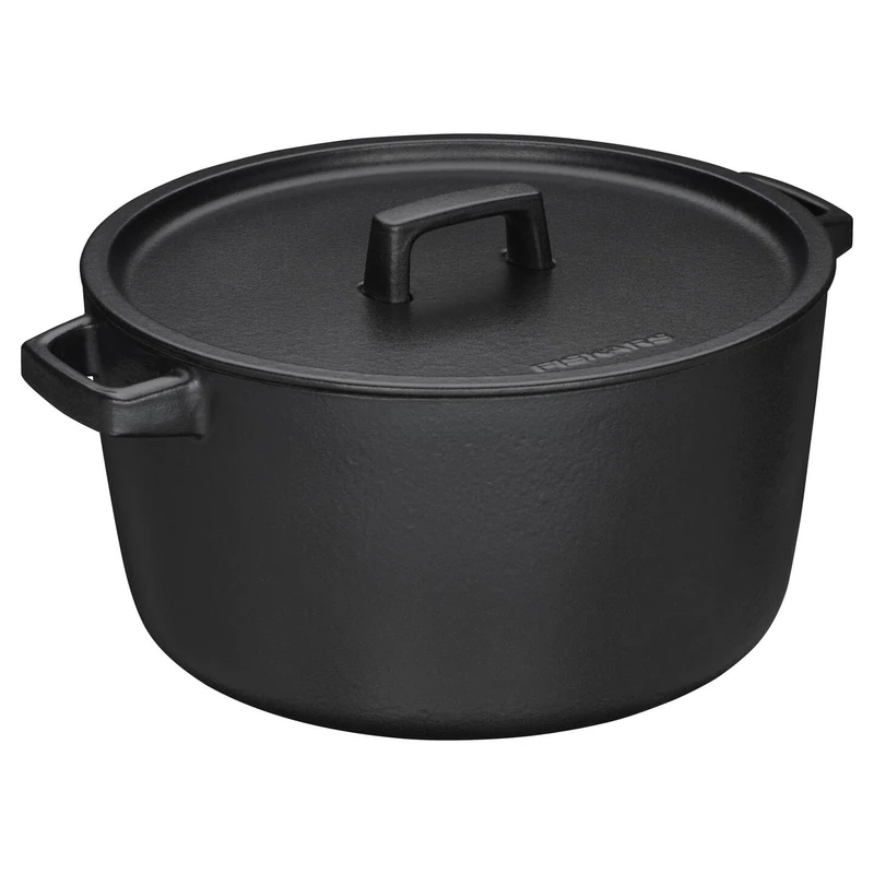 Fiskars Folken 1075697 Cast Iron Casserole with Lid, 6 L, Enamelled, Saucepan for All Hob Types