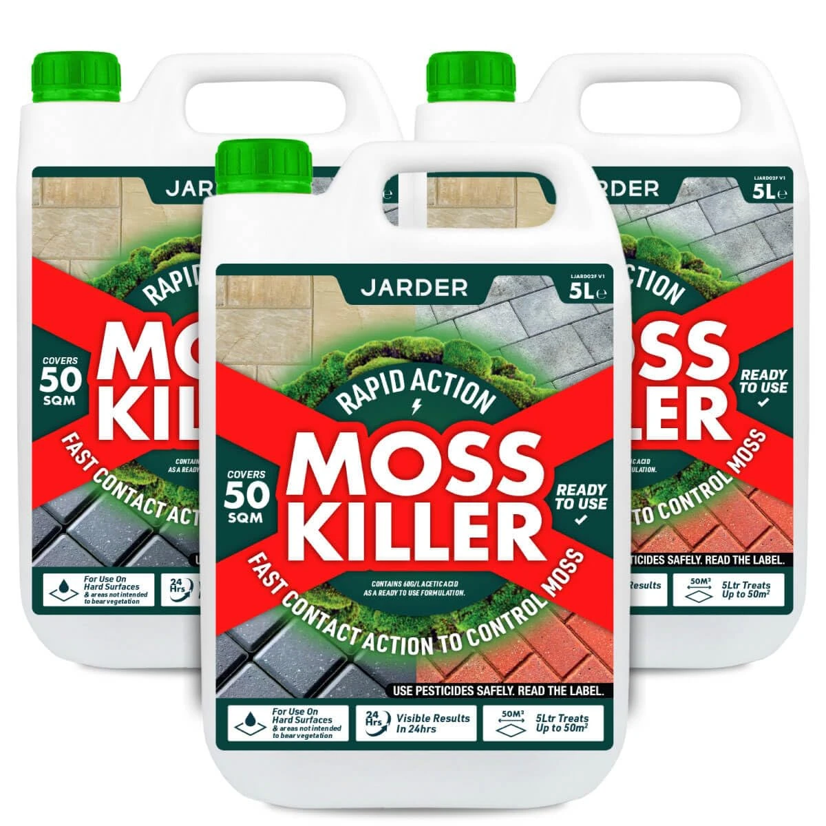 Jarder Moss Killer for Hard Surfaces 5L - Kills Moss in 24 hours - Ready to Use Formula - 5L covers 50m2 (3)