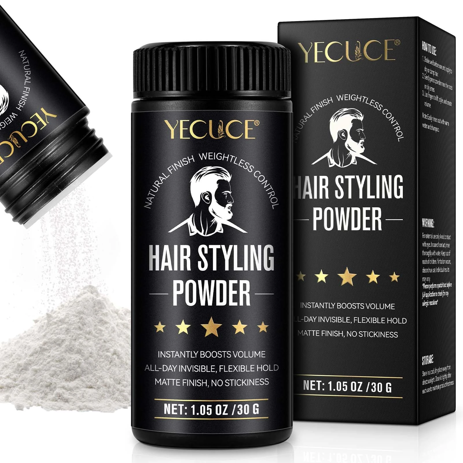 Hair Styling Powder, Matte Finish, Volumizing & Texturizing Hair Powder for Men, Long Lasting Hold and Easy to Apply with No Greasy Residue, 30g