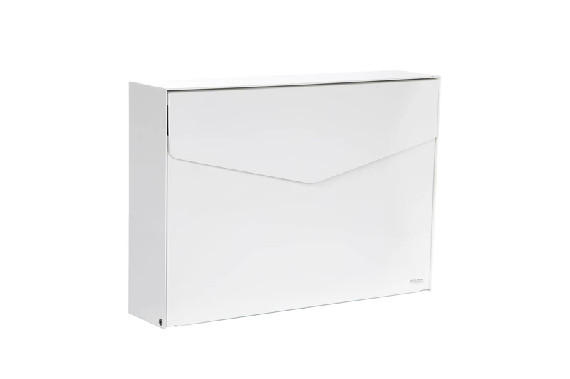 MEFA Letter 110 (Colour Traffic White - RAL 9016, Postbox with Security Lock, Design Letter Box, Size 86 x 354 x 249 mm) 110010M