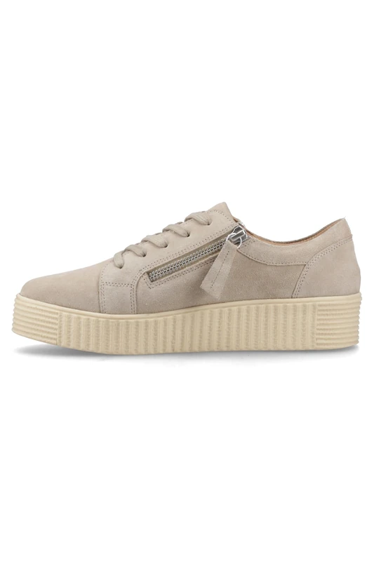 Hush Puppies Female Tara Suede Trainer, Taupe, 4