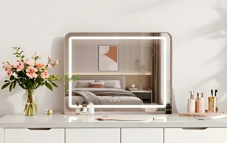 Clevich Hollywood mirror with LED light, make-up vanity mirror with lighting, touchscreen dressing table mirror with lights, dimmable 3 modes, with USB and 10X magnification