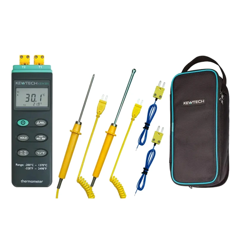 Kewtech L8 Legionella Kit – Dual Channel Thermometer with Surface & Liquid Probes, K-Type Thermocouples, Carry Bag – Professional Water Testing Kit for Legionella Control