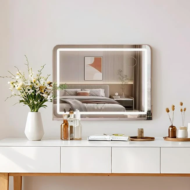 Clevich Hollywood mirror with LED light, make-up vanity mirror with lighting, touchscreen dressing table mirror with lights, dimmable 3 modes, with USB and 10X magnification