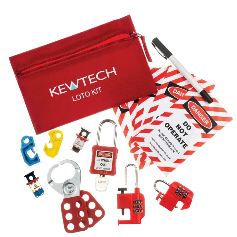 Kewtech LK30 Advanced Lock Off Kit Complete Electrical Lockout Tagout Set for MCBs, Rotary Switches & Breakers with Padlock, Kewlok, Fuselok, Hasp, Labels & Warning Tag in Storage Bag