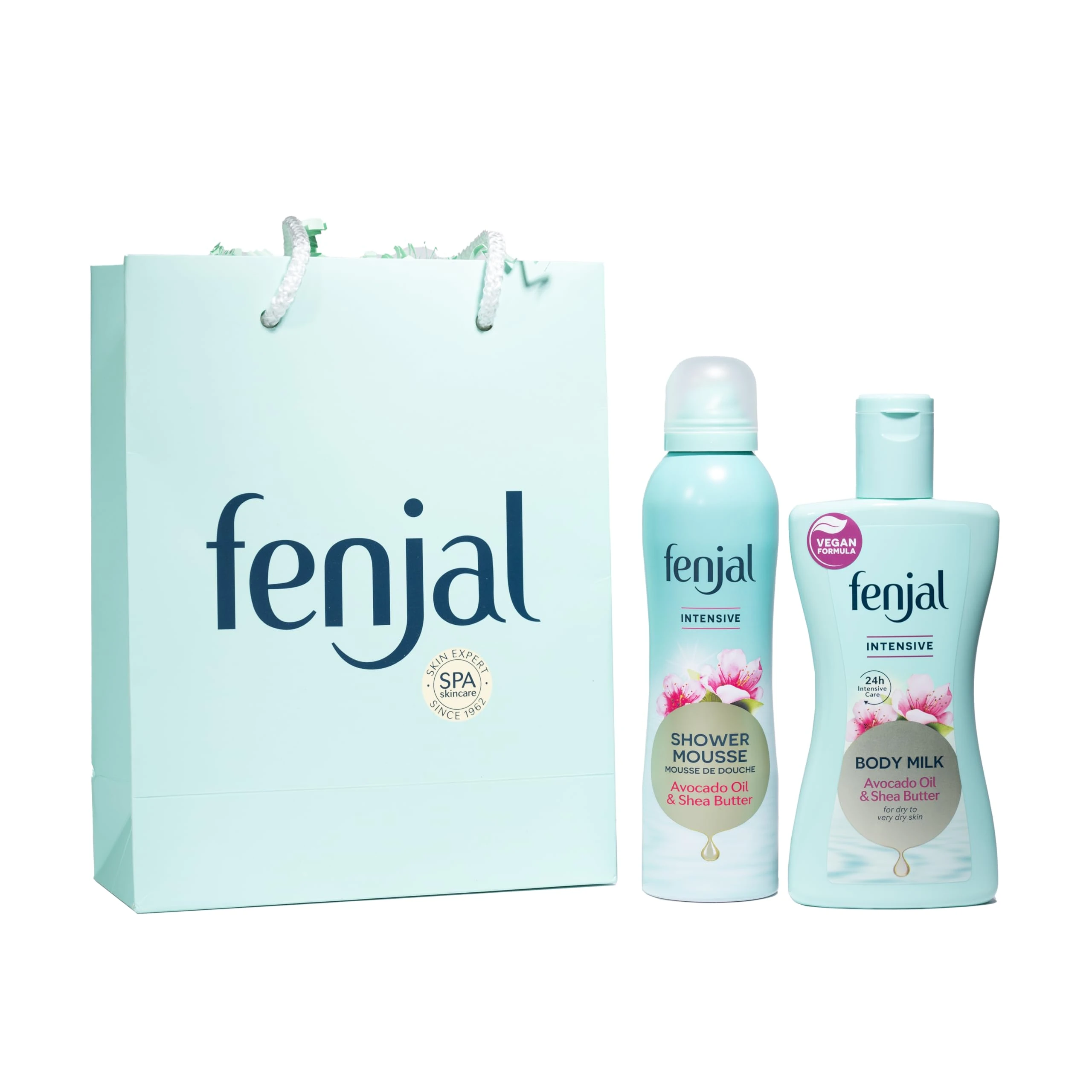 Fenjal Intensive cleanse & hydrate gifting set | For hydrated, and beautifully scented skin | Gift Set Contain : 1x Shower Mousse 200ml , 1x Body Milk 200ml
