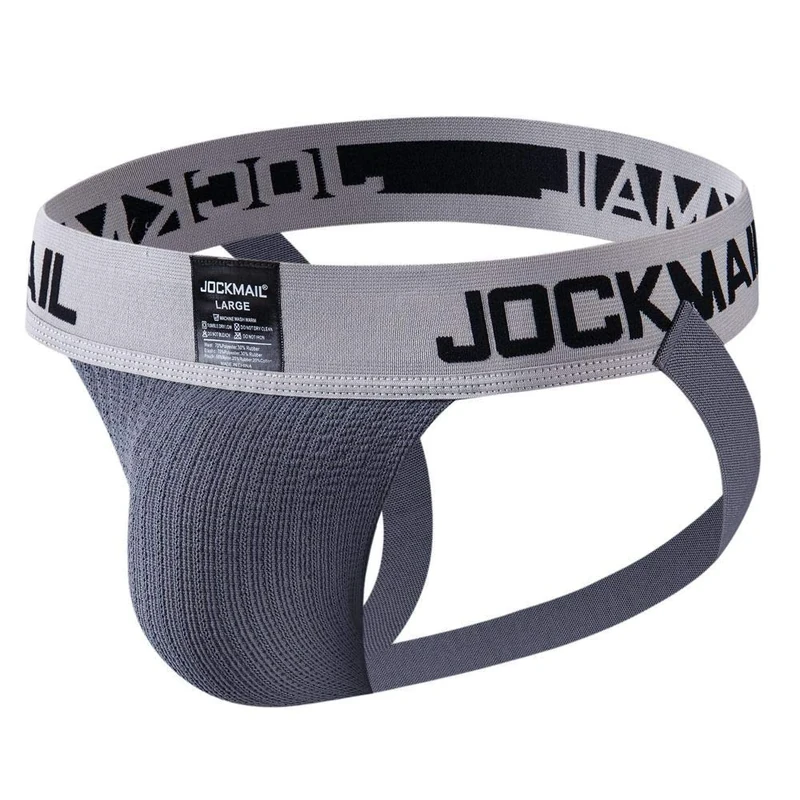 JOCKMAIL Mens Jockstrap Athletic Supporter Underwear Mens Sport Jock Strap Brief Grey