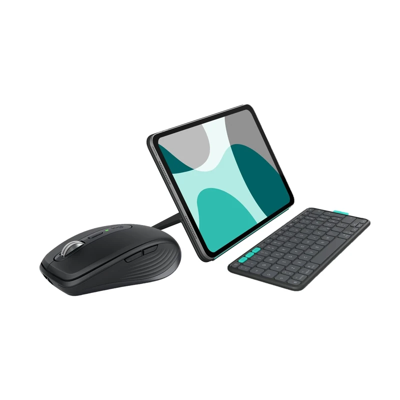 Logitech MX Anywhere 3S Compact Wireless Mouse, Fast Scrolling + Flip Folio, Keyboard Case for iPad Pro 11-inch (M4) & iPad Air 11-inch (M2 & M3)(5th Gen - 2024), Multi-device,QWERTY UK English Layout