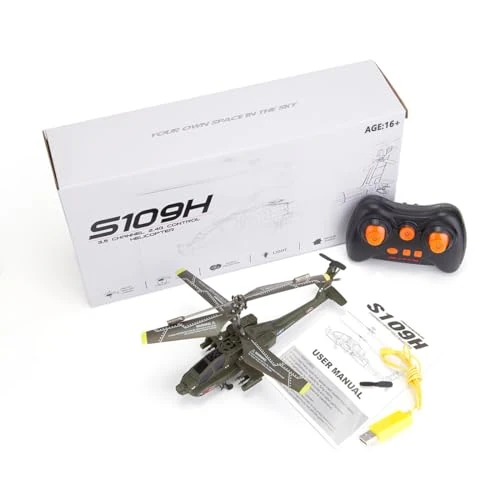 SOLIAXDIY S109H Apache RC Helicopter Model with Gyro Stabilizer, 2.4GHz 3CH Dual-Prop Airplane with Night Lights, One-Key Takeoff, Return & Hover, RTF Aircraft for RC Hobbyists