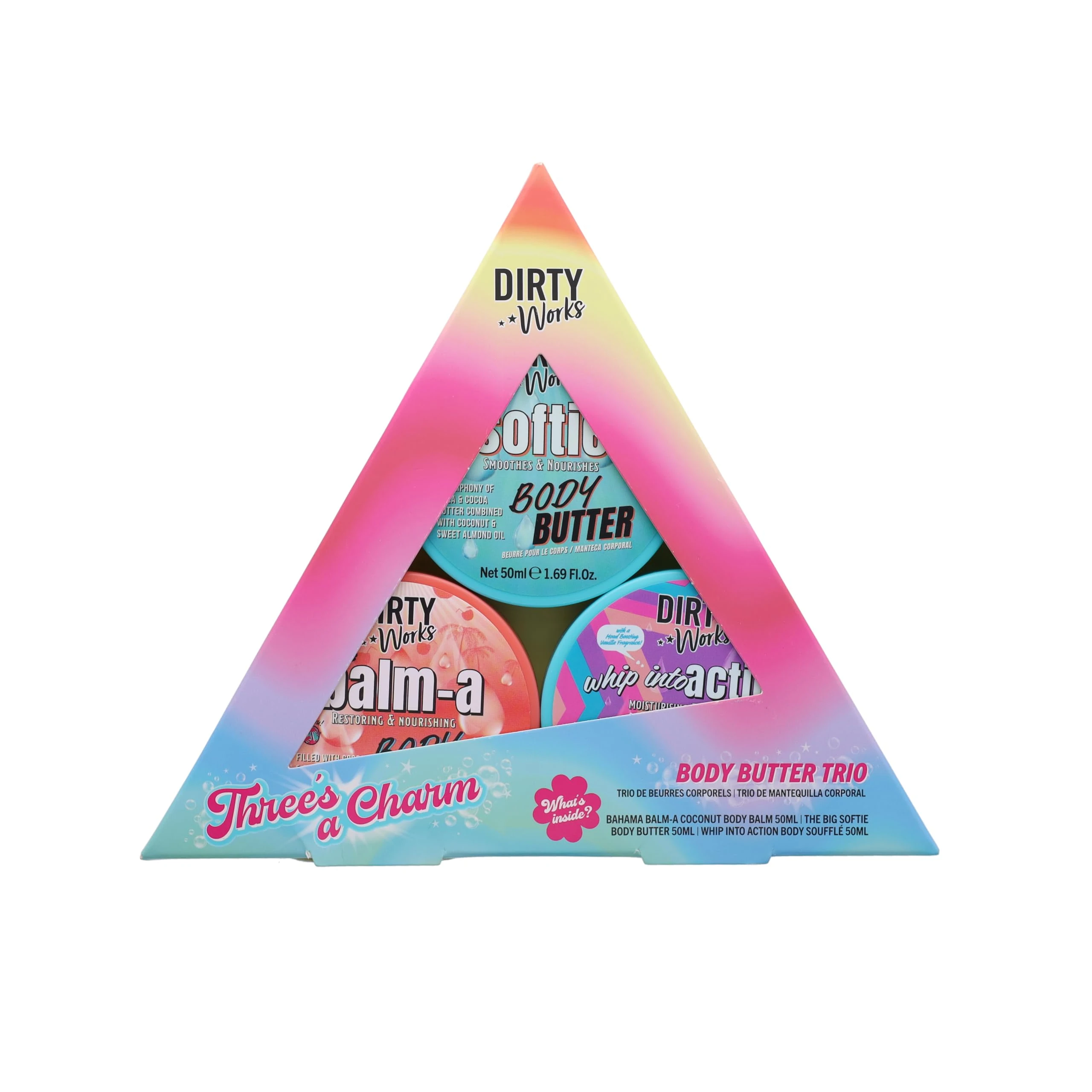 Dirty Works Three’s a Charm Body Butter Trio | Mini Body Butters Gift Set for Women | Moisturising Skincare Treat : Amazon.co.uk: Beauty