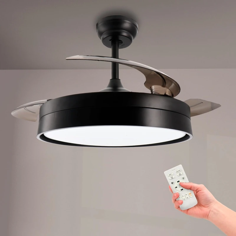 M mimotec - Black Loki LED ceiling fan, adjustable colour temperature, summer/winter function, 6 speeds, LM8825 - Image 1