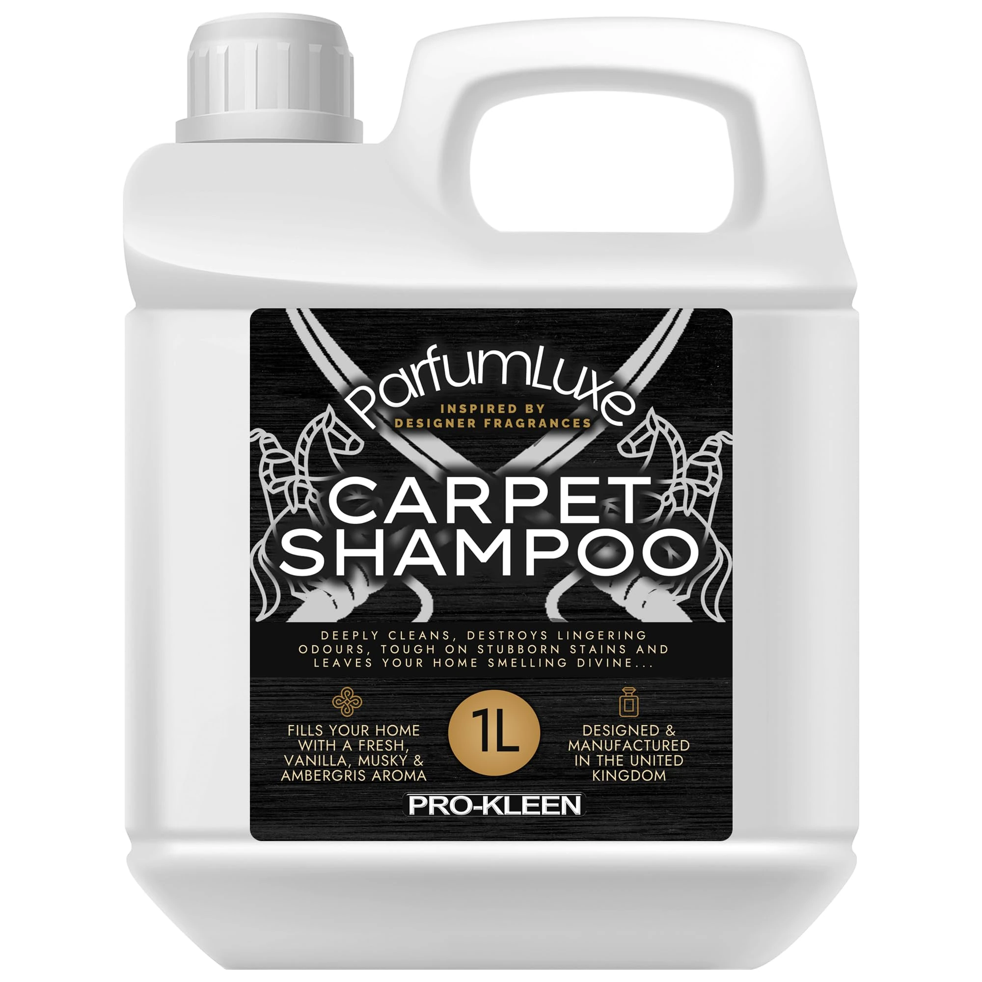 Pro-Kleen Parfum Luxe Carpet Shampoo 1L - Deeply Cleans, Removes Stains, Deodorises - Inspired by Designer Fragrance - Leaves a Long-Lasting Fresh, Vanilla, Musky & Ambergris Aroma