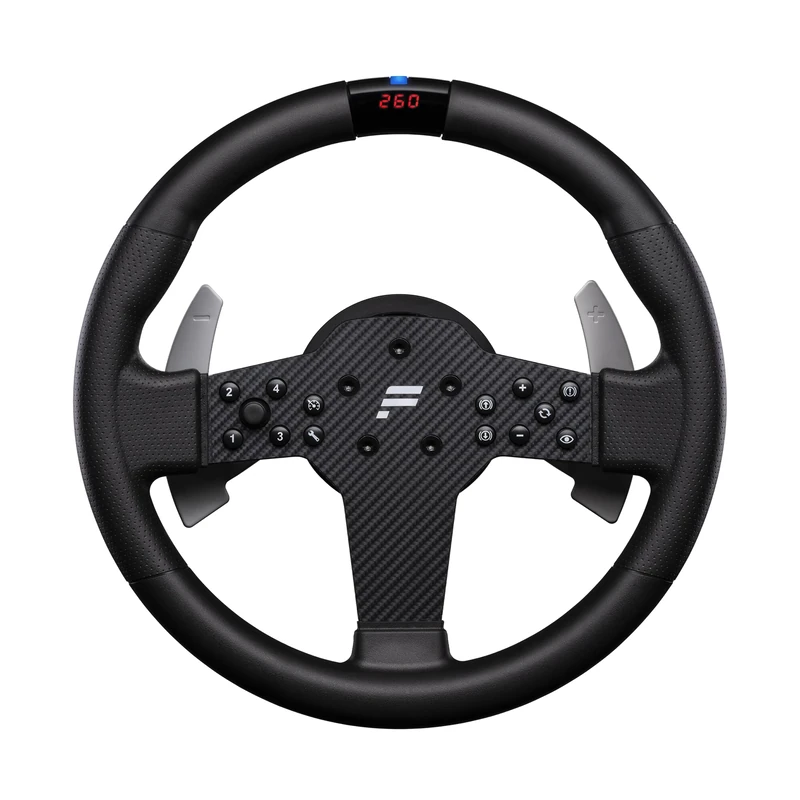 FANATEC Sim Racing CSL Steering Wheel P1 V2 (QR2 LITE) – Rubberised Grip, RevStripe, LED Display, Metal Shifter Paddles, QR2 LITE Wheel-Side Preinstalled – PC