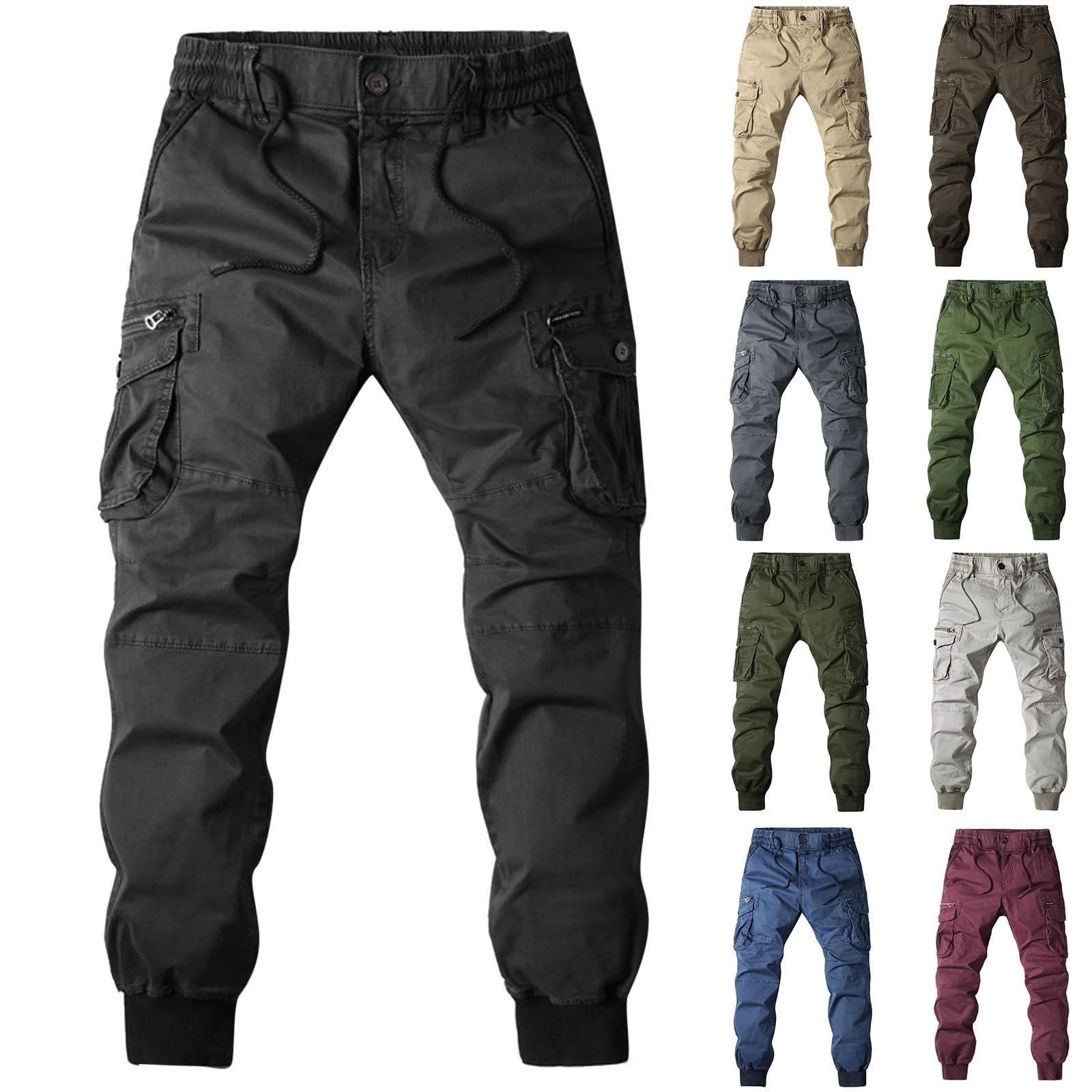 Sportswear for Men, Gym, Cargo Jogger, Men's Slim Fit Casual Trousers, Extra Strong Running Trousers, Buttons, Pleated Trousers with Side Pockets, Climbing Trousers, Sweatpants, Sports Trousers, Cool
